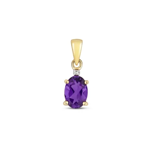 Diamond & Amethyst Pendant 0.70ct - 9ct Gold